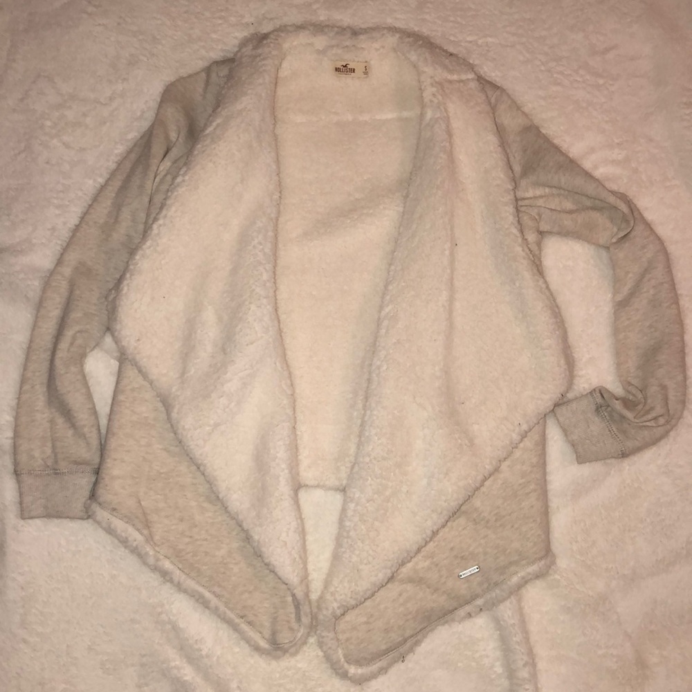 Cream & White Hollister Open Fur Cardigan
